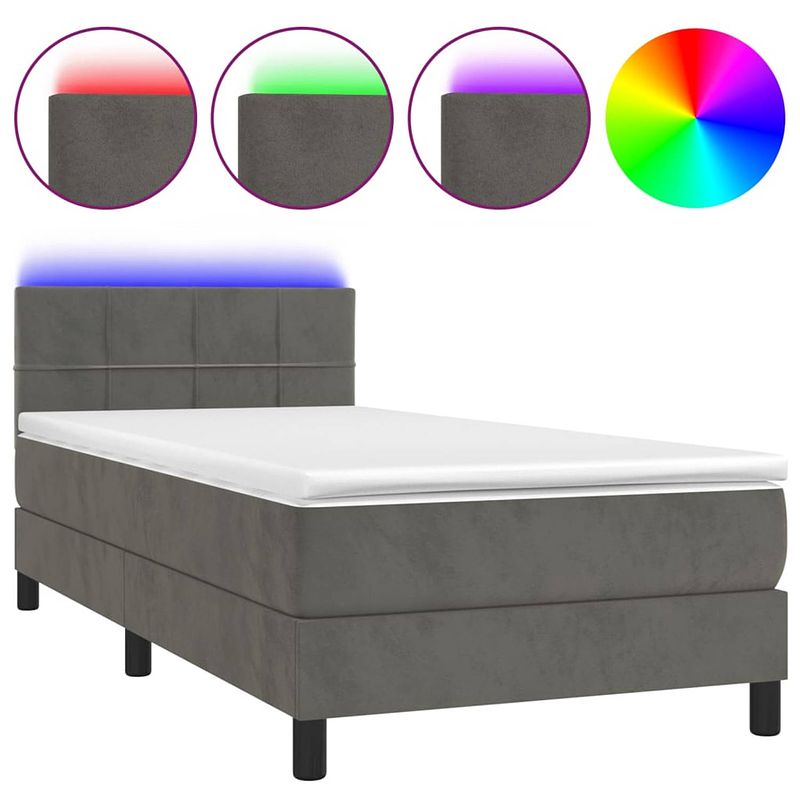 Foto van The living store bed led fluweel donkergrijs 203x80x78/88 cm - pocketvering