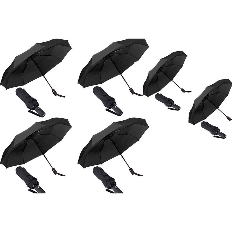 Foto van 6x automatische stormparaplu - paraplu - automatisch, opvouwbaar & windproof tot 70 - 80 km p/u - ø 95 cm - 7 panelen -