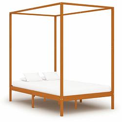 Foto van Vidaxl hemelbedframe massief grenenhout honingbruin 140x200 cm