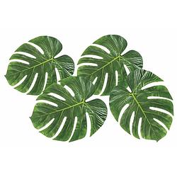 Foto van Hawaii/zomerse decoratie monstera palm bladeren set van 4x stuks - 15 x 35 cm per blad - feestdecoratievoorwerp
