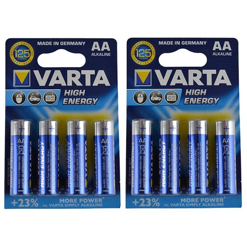 Foto van 16x varta alkaline aa batterijen high energy 1.5 v - penlites aa batterijen