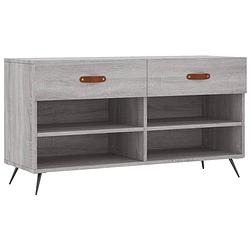 Foto van The living store schoenenbank - grijs sonoma eiken - 102x35x55cm - duurzaam materiaal