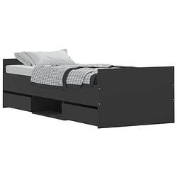 Foto van Vidaxl bedframe met hoofd- en voeteneinde zwart 75x190 cm