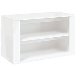 Foto van The living store schoenenrek bewerkt hout - 75 x 35 x 45 cm - hoogglans wit