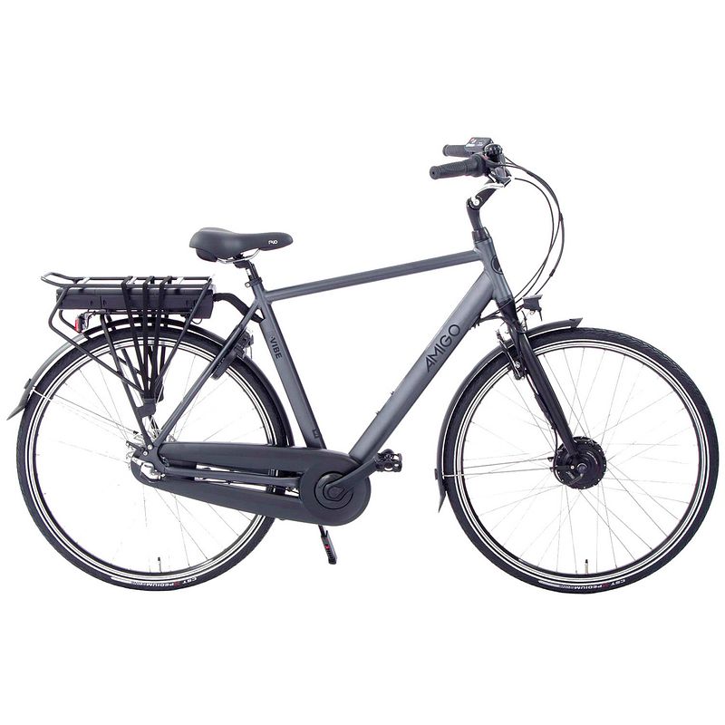 Foto van Amigo elektrische stadsfiets e-vibe s1 28 inch 57 cm heren 3v rollerbrake matgrijs