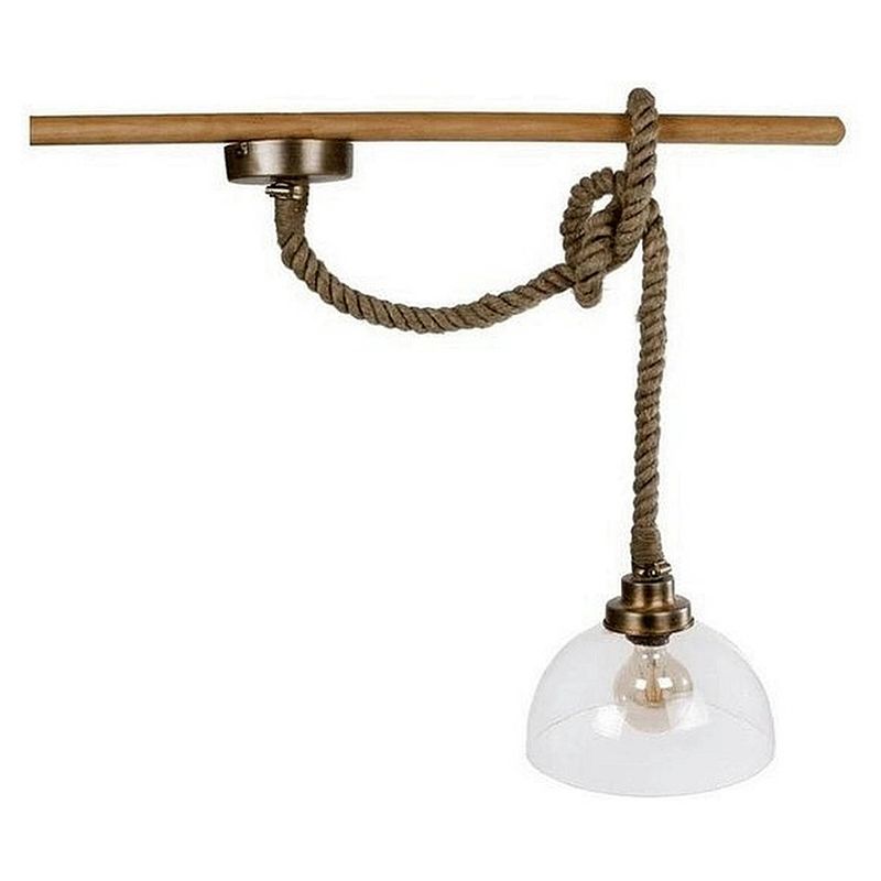 Foto van Hanglamp rond dik touw helder glas