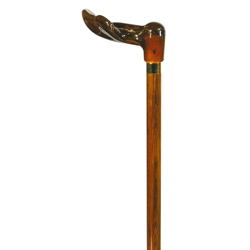 Foto van Classic canes houten wandelstok - bruin - hardhout - linkshandig - acryl ergonomisch handvat - lengte 92 cm