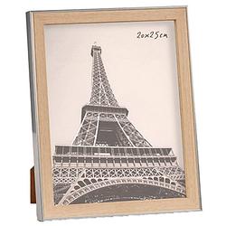 Foto van Kunststof fotolijst zilver met hout geschikt voor een foto van 20 x 25 cm - fotolijsten