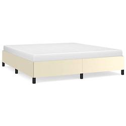 Foto van The living store bedframe - kunstleer - multiplex - crème - 203 x 183 x 35 cm