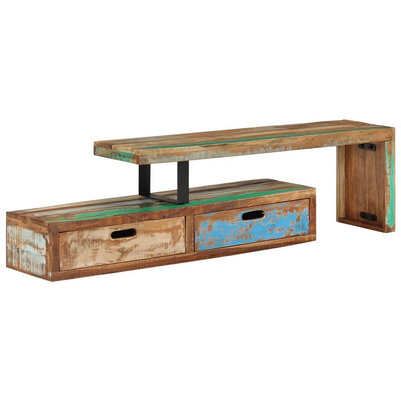 Foto van The living store tv-meubel antieke stijl - hout - 112x30x40/112x30x20 cm - massief gerecycled hout