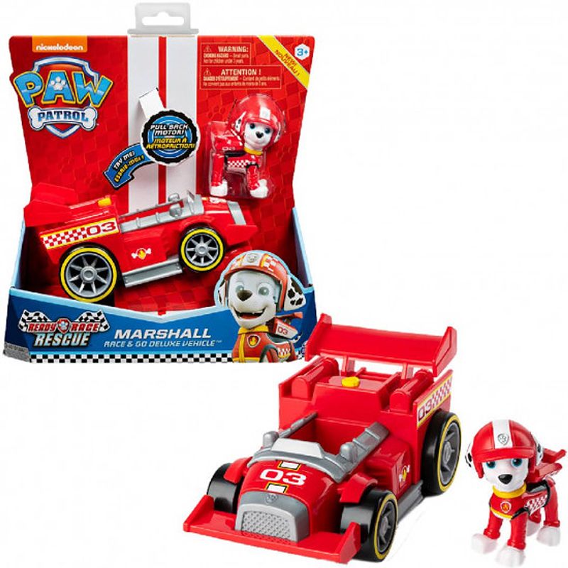 Foto van Paw patrol race rescue themed voertuig - marshall - speelfiguur