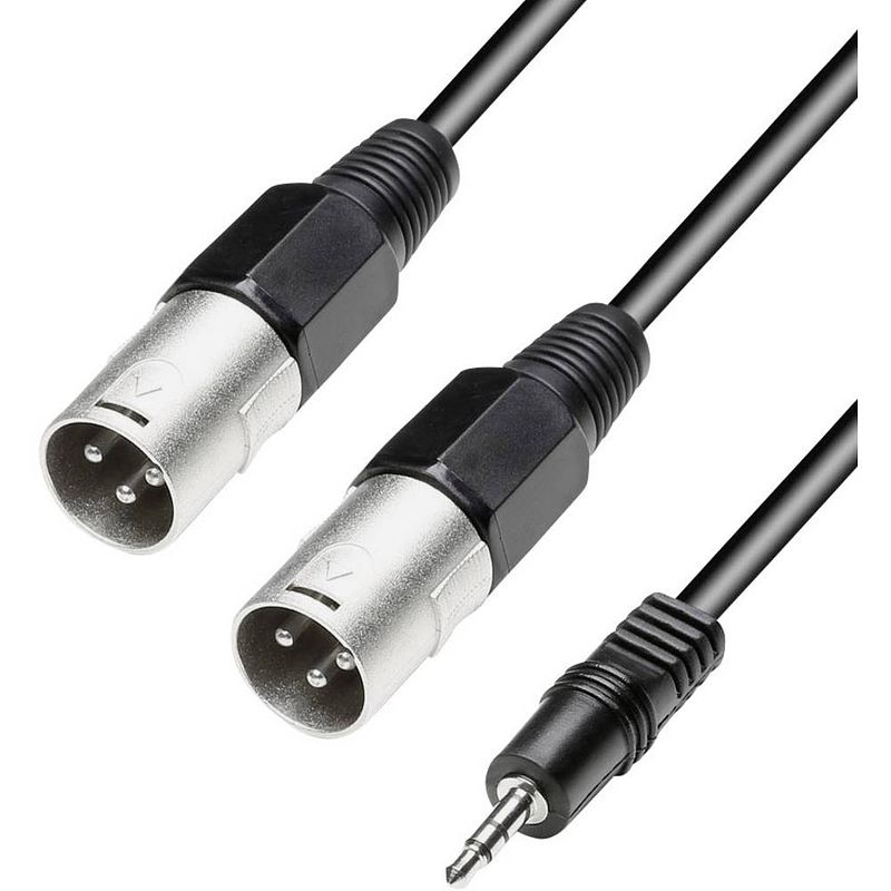 Foto van Paccs paccs xlr adapterkabel [2x xlr-stekker - 1x jackplug male 3,5 mm] 3.00 m zwart