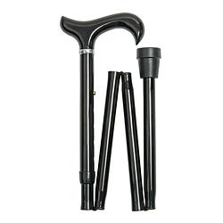 Foto van Classic canes opvouwbare wandelstok - zwart - aluminium - xl wandelstok - derby handvat - lengte 90 - 100 cm