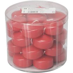 Foto van 28x drijvende kaarsen rood 5 cm 4 branduren - drijfkaarsen
