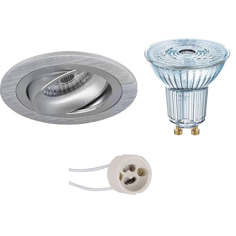 Foto van Led spot set - osram parathom par16 927 36d - pragmi alpin pro - gu10 fitting - dimbaar - inbouw rond - mat zilver -