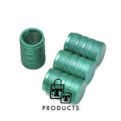 Foto van Tt-products ventieldoppen 3-rings green aluminium 4 stuks groen - auto ventieldop - ventieldopjes