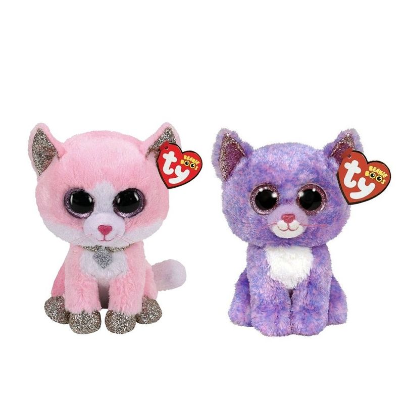 Foto van Ty - knuffel - beanie boo's - fiona pink cat & cassidy cat