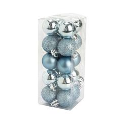 Foto van 20x stuks kleine kunststof kerstballen ijsblauw 3 cm mat/glans/glitter - kerstbal