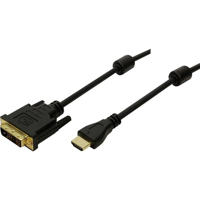 Foto van Logilink hdmi / dvi adapterkabel hdmi-a stekker, dvi-d 18+1-polige stekker 2.00 m zwart ch0004 hdmi-kabel