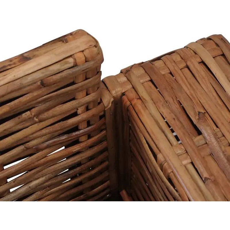 Foto van The living store rattan bankstelset - bruin en crèmewit - natuurlijk rattan - massief mangohouten frame - inclusief