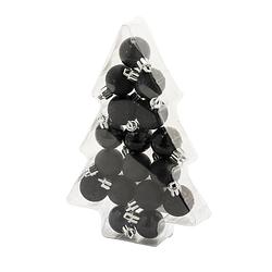 Foto van 17x stuks kleine kunststof kerstballen zwart 3 cm mat/glans/glitter - kerstbal