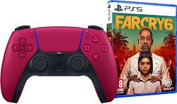 Foto van Sony dualsense draadloze controller cosmic red + far cry 6 ps5