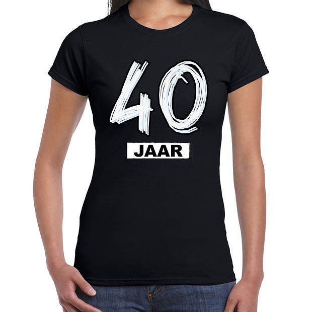 Foto van 40 jaar verjaardag cadeau t-shirt zwart voor dames xl - feestshirts