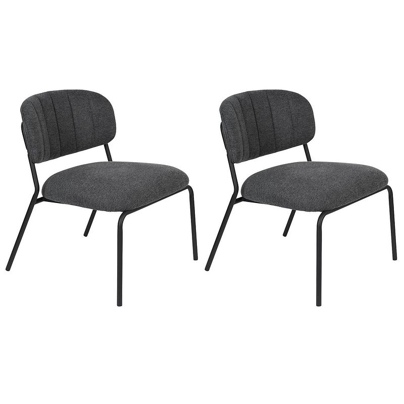 Foto van 24designs arliss lounge fauteuil - set van 2 - stof donkergrijs - zwart metaal