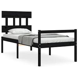 Foto van The living store bedframe massief grenenhout - bedframe - afmetingen- 205.5 x 105.5 x 81 cm - kleur- zwart