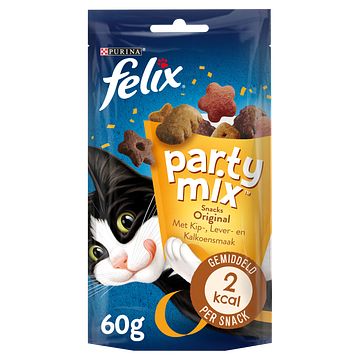 Foto van Felix® party mix original met kip, lever & kalkoensmaak kattensnacks 60g bij jumbo