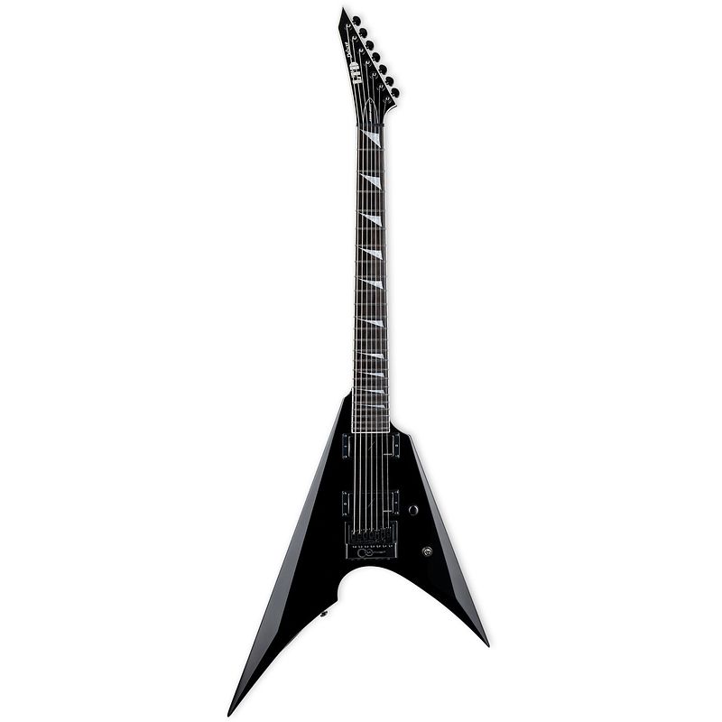 Foto van Esp ltd deluxe arrow-1007b baritone evertune black 7-snarige elektrische gitaar