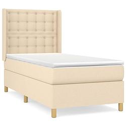 Foto van The living store boxspringbed - crème - 193 x 93 x 118/128 cm - duurzaam materiaal - verstelbaar hoofdbord -