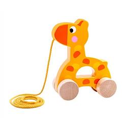 Foto van Tooky toy trekfiguur giraffe 13 x 6 x 18 cm hout oranje