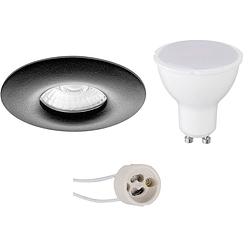 Foto van Led spot set - pragmi luno pro - waterdicht ip65 - gu10 fitting - dimbaar - inbouw rond - mat zwart - 6w - natuurlijk