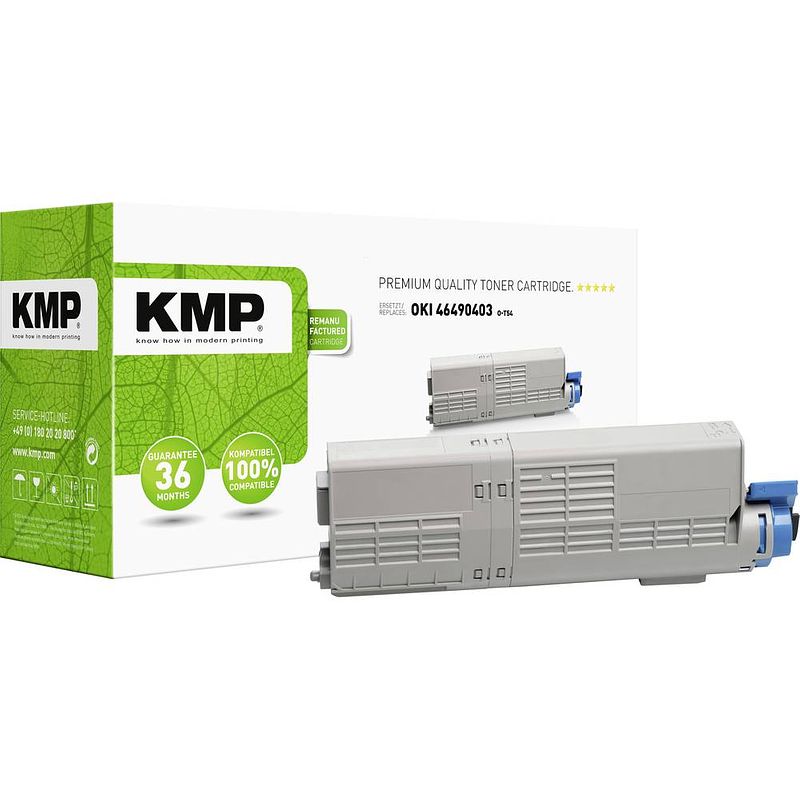 Foto van Kmp toner vervangt oki 46490403 compatibel cyaan 1500 bladzijden o-t54