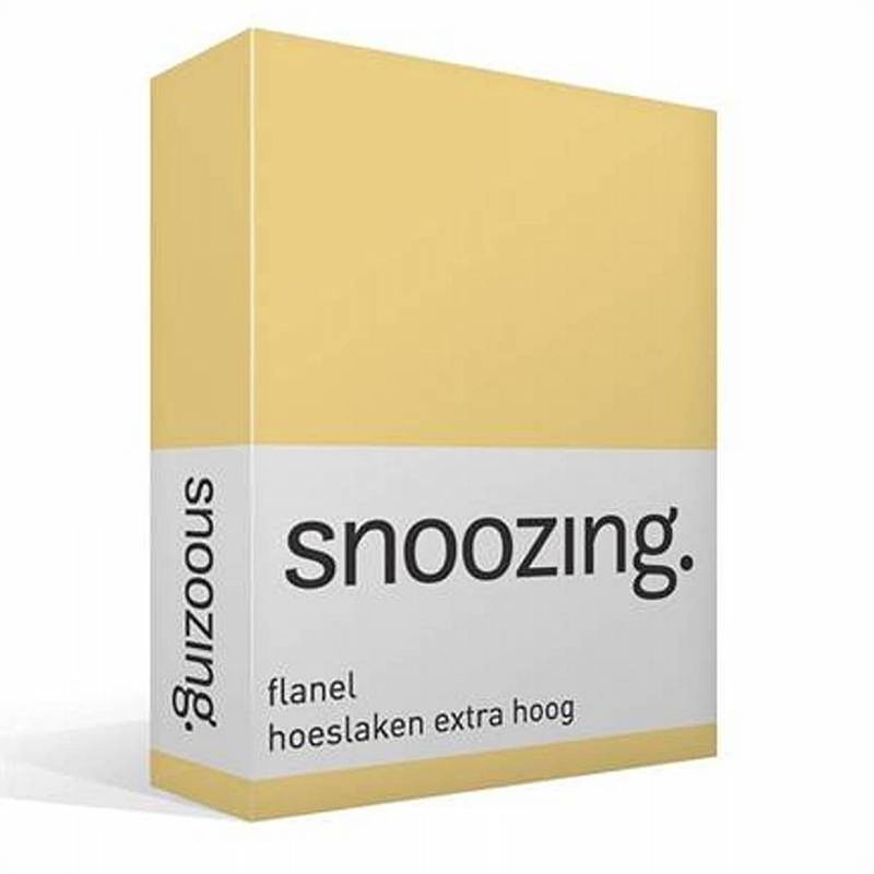 Foto van Snoozing - flanel - hoeslaken - extra hoog - 80/90 x200 - geel