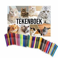 Foto van Schetsboek katten liefhebbers a4 50 paginas met 50 viltstiften - schetsboeken