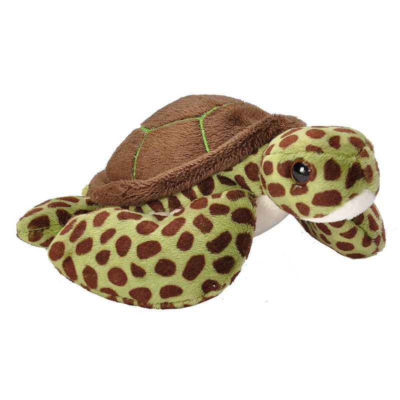 Foto van Wild republic knuffel zeeschildpad 13 cm pluche groen/bruin