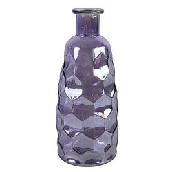 Foto van Countryfield art deco bloemenvaas - paars transparant - glas - fles vorm - d12 x h30 cm - vazen