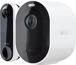Foto van Arlo ultra 2 beveiligingscamera 4k wit 4-pack + arlo wire free video doorbell wit