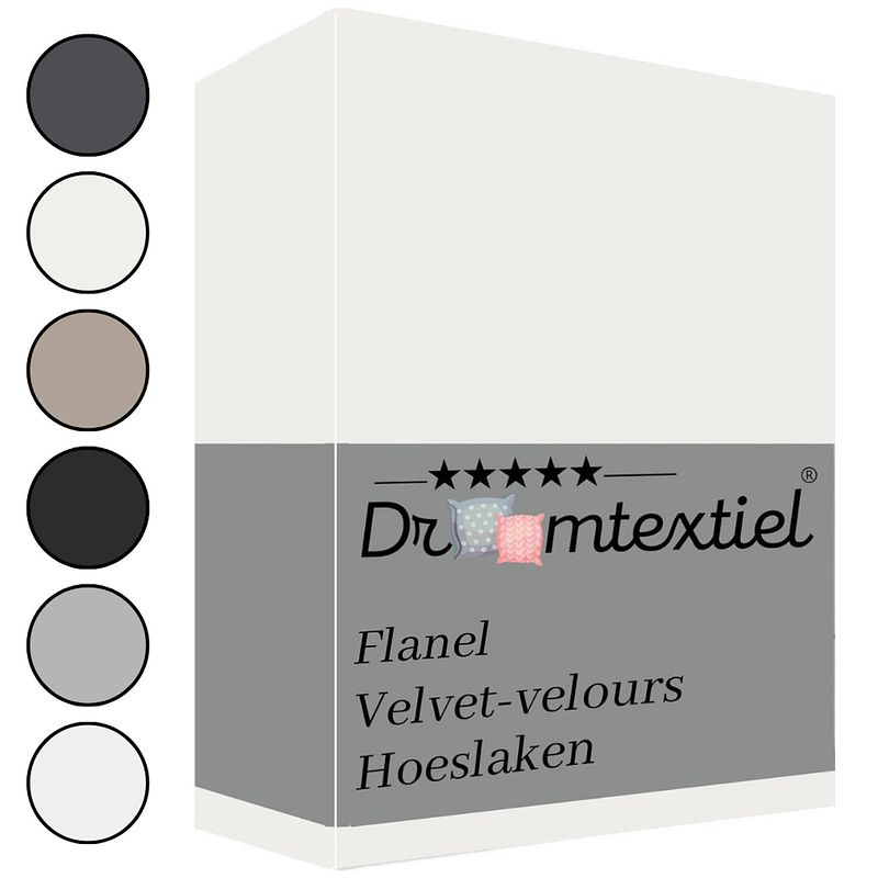 Foto van Droomtextiel zachte flanel velvet velours hoeslaken crème lits-jumeaux 160x200 cm - hoogwaardige kwaliteit - super zacht