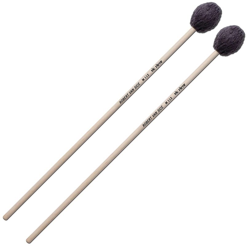 Foto van Vic firth robert van sice signature charcoal gray soft mallets