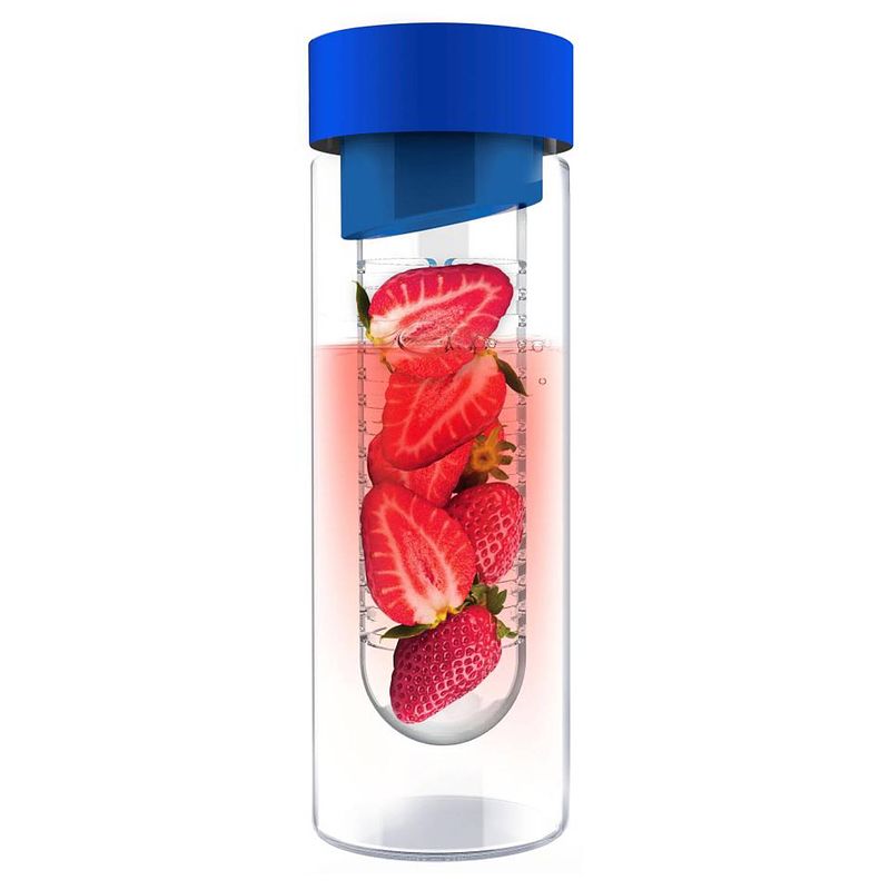 Foto van Asobu flavour it drinkbeker - glas - incl fruitinfuse - 480 ml - blauw