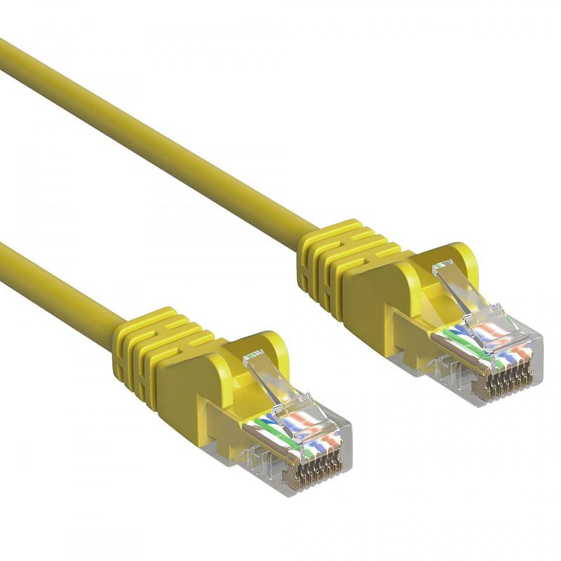Foto van Cat 5e - u/utp - netwerkkabel - patchkabel - internetkabel - 1 gbps - 15 meter - geel - allteq