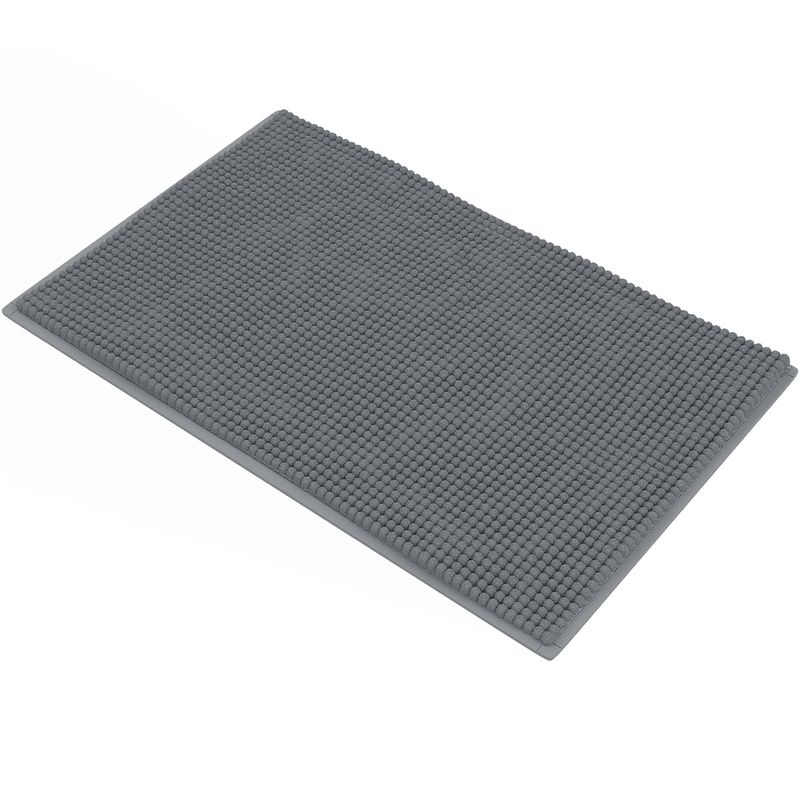 Foto van Loti living badmat antislip - douchemat - badmat badkamer - vloermat - chenille badmat - antraciet - 50x80 cm