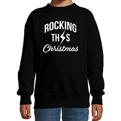 Foto van Rocking this christmas foute kerstsweater / kersttrui zwart voor kinderen 14-15 jaar (170/176) - kerst truien