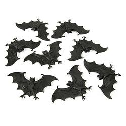 Foto van Rubies nep vleermuizen 10 cm - zwart - 8x stuks - horror/griezel thema decoratie dieren - feestdecoratievoorwerp