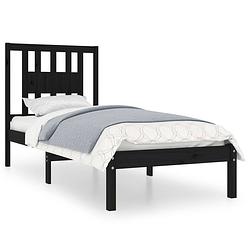 Foto van The living store houten bedframe - grenenhout - 195.5 x 81 x 100 cm - zwart