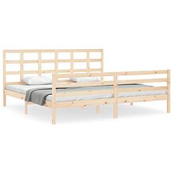 Foto van The living store massief grenenhouten bedframe - bedden -205.5 x 205.5 x 100 cm - multiplex lattenbodem