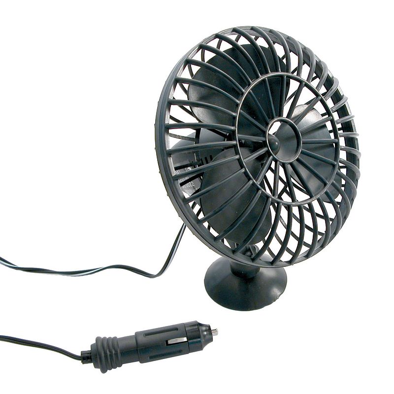 Foto van Carpoint autoventilator (12v - 5w) zuignap 15 cm zwart